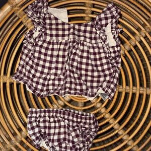 GAP Checkered Ruffle Diaper Cover - Purple and White